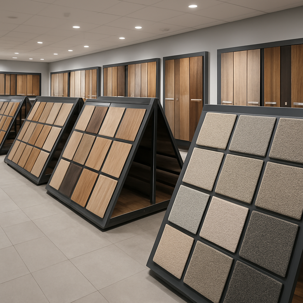 Discount Flooring Supplies showroom with flooring samples on display