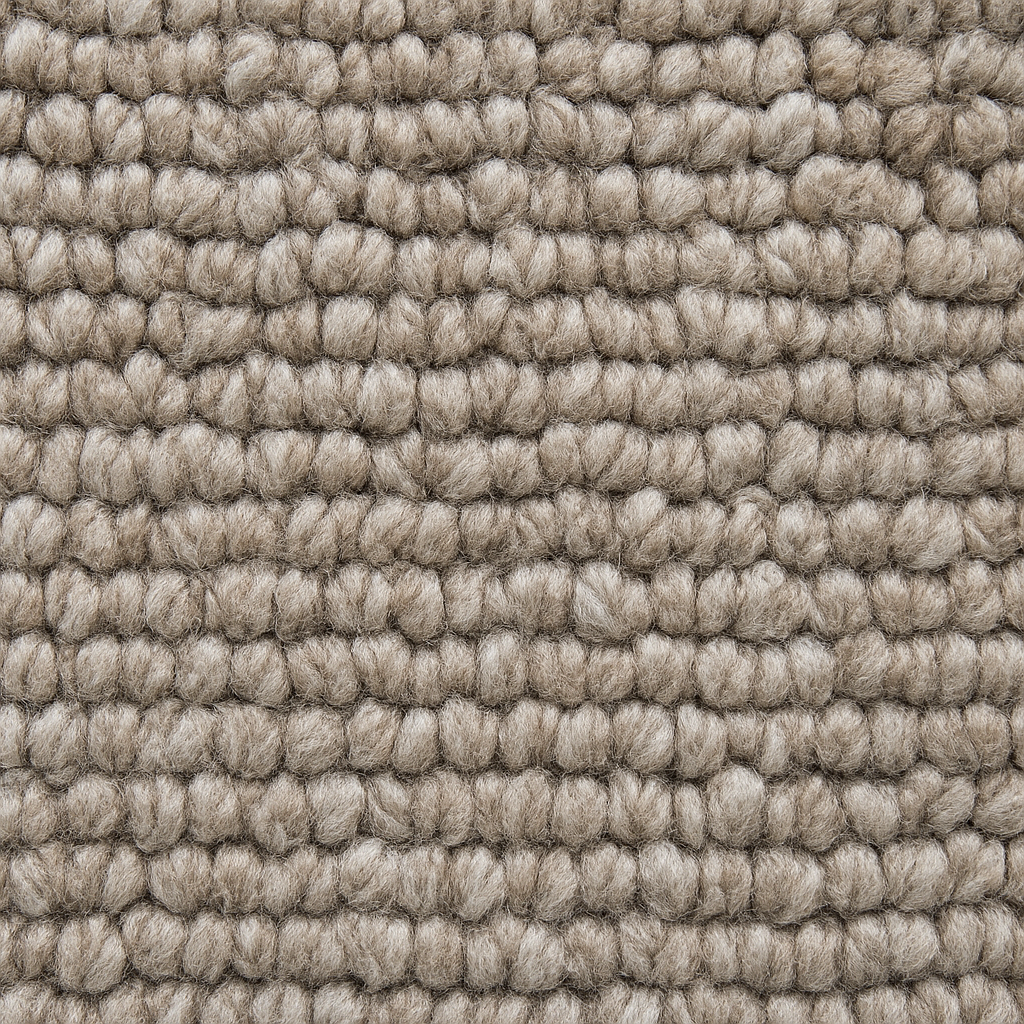 Close-up of soft loop pile carpet in warm neutral beige-grey tones